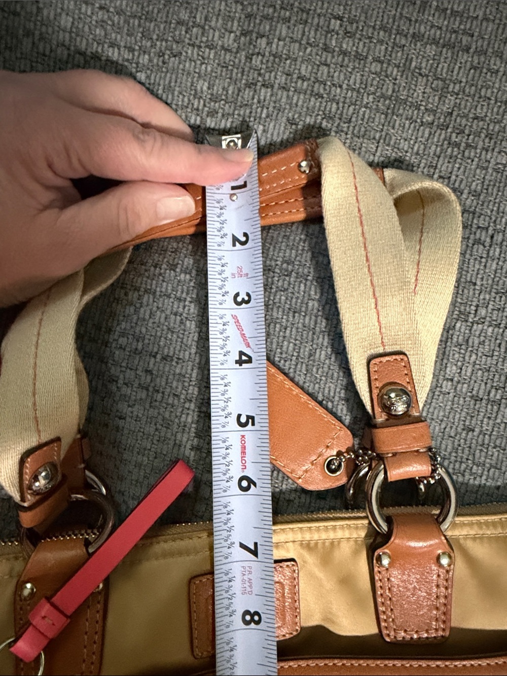 Coach Tan Tote with Pink/Coral Accents - Picture 8 of 8
